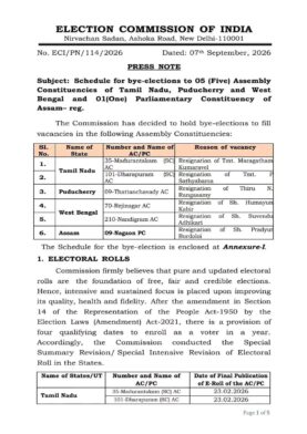 WB By-Election 2026 | Polling on October 6, Results on October 9